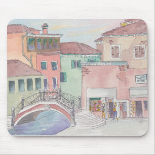 Mousepad Waterverf Sketch "Shopping/Italy" Muismat