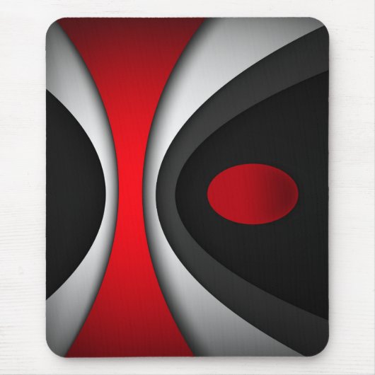 Mousepad, zwart, rood, grijs, wit, abstract muismat (Voorkant)