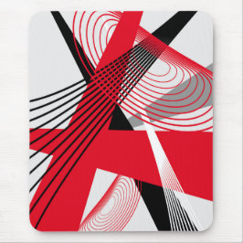 Mousepad, zwart, rood, grijs, wit, abstract muismat