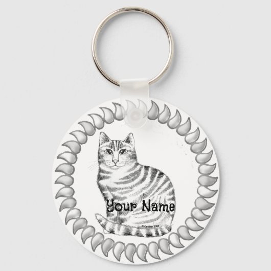 Mouser Tabby Cat Sleutelhanger (Voorkant)