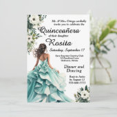 Mousse de mer bleu Quinceanera Invitation (Debout devant)