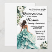 Mousse de mer bleu Quinceanera Invitation (Devant / Derrière)