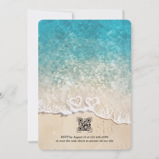 Mousse de mer Coeurs Plage Mariage Invitation (Dos)