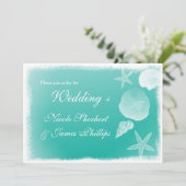 Mousse de mer Faire-part de mariage de coquillages (Debout devant)