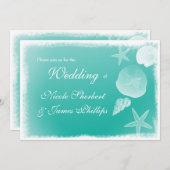 Mousse de mer Faire-part de mariage de coquillages (Devant / Derrière)