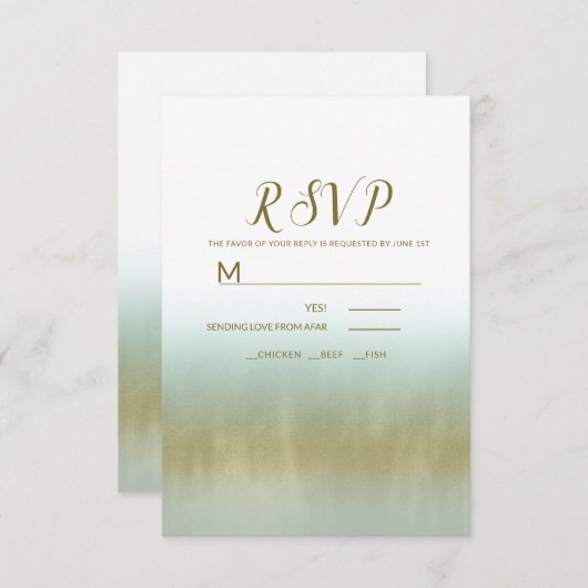Mousse de mer Or Blanc Elégant Mariage plage RSVP (Devant / Derrière)