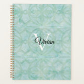 Mousse de mer Vert Batik Monogramme Nom Planificat (Devant)