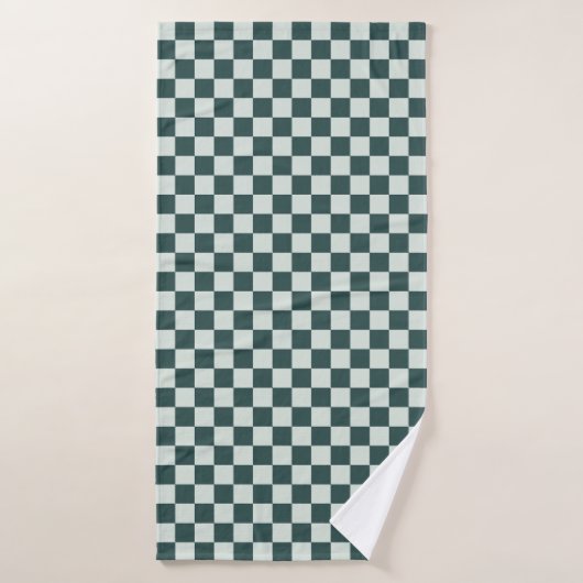 Mousse verte forestière à motif damier (Serviette de bain)