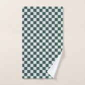 Mousse verte forestière à motif damier (Serviette à main)