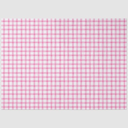 Mousseline 009 Fuchsia Rose Clair Gingham Papier Tissu (Recto)