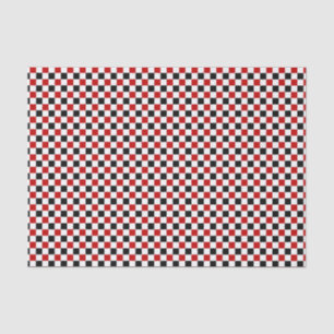 Mousseline à damiers papier rouge-blanc-noir