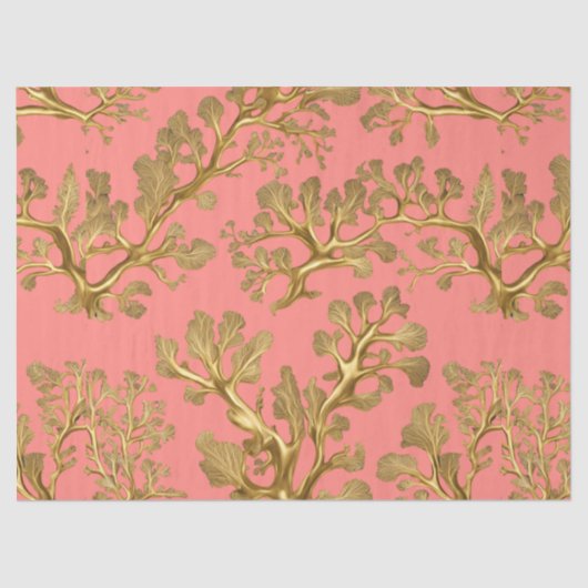 Mousseline Algues d'or sur papier CoralTissue (Recto)