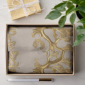 Mousseline Algues d'or sur papier de fond de sable (Cadeau)