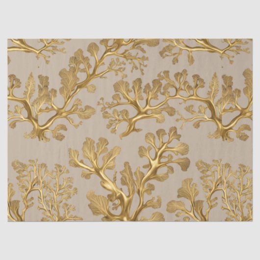 Mousseline Algues d'or sur papier de fond de sable (Recto)