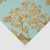 Mousseline Algues d'or sur papier de tissus vert Seafoam (Détail)