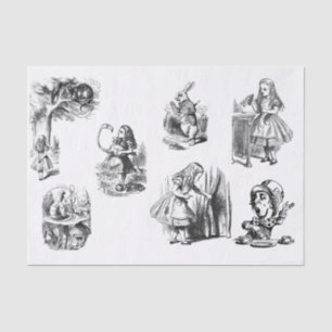 Mousseline Alice au pays des merveilles Papier Tissu noir et