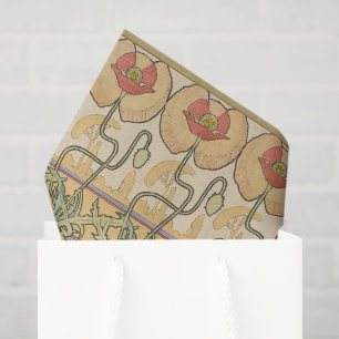 Mousseline Alphonse Mucha Papier Peint Floral Art Nouveau Coq