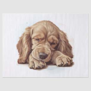 Mousseline American Cocker Spaniel Aquarelle Tissu Papier