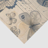 Mousseline Ancien papier avec papillons d'encre monochrome ro (Détail)