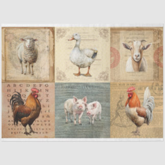 Mousseline Animaux de ferme 2 en papier de découpage de tissu