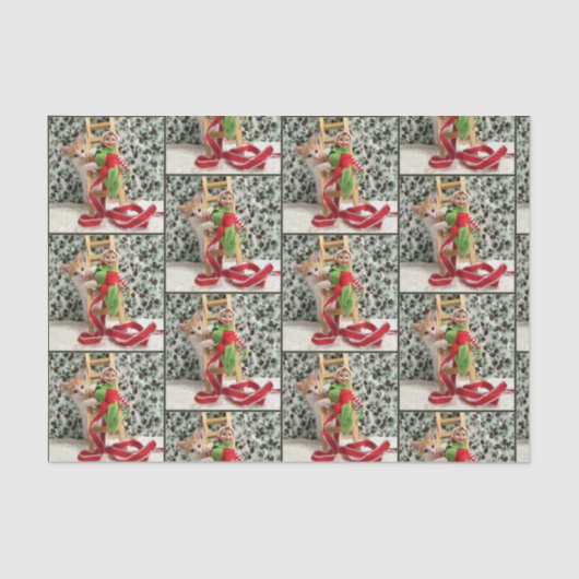 Mousseline Annie et l'Elfe - Chat / Kitten Tissus Papier (Recto)