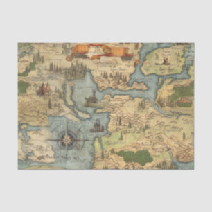 Mousseline Antique carte du monde papier de découpage Vintage