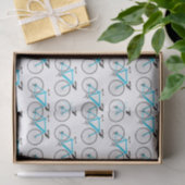 Mousseline Aqua Bicycle sur papier Tissu Blanc (Cadeau)