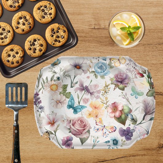 Mousseline Aquarelle Fleurs Découpage papier biseau