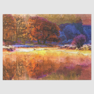 Mousseline Aquarelle forestière Automne 14 Découpage Papier p