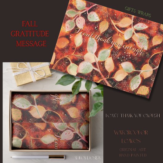 Mousseline Aquarelle Golden Feuille Gratitude Papier