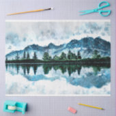 Mousseline Aquarelle Monts Découpage Papier Tissu (Artisanat)