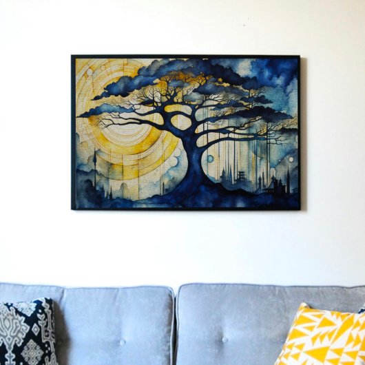 Mousseline Arbre bleu dans le papier de papier de découpage c