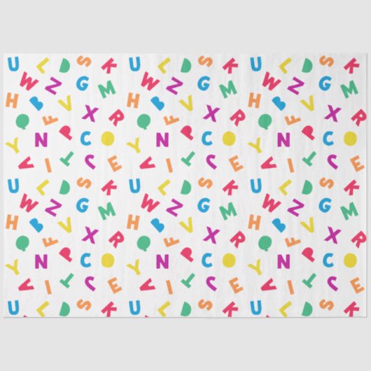 Mousseline Arc en ciel Alphabet Scramble Papier (Recto)