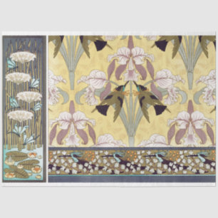 Mousseline Art Déco Irises Floral Découpage Papier
