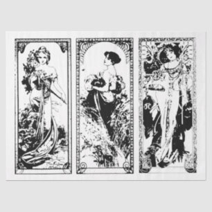 Mousseline Art Nouveau Lady 24 Découpage Papier Tissu