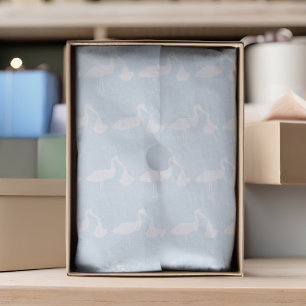 Mousseline Baby shower Stork Boy Papier Tissu Bleu