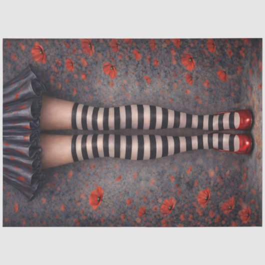 Mousseline Bas rayés Talons rouges Papier découpage (Recto)