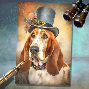 Mousseline Basset Hound Steampunk 2 Découpage papier