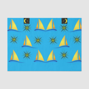 Mousseline Bateaux à voile en papier décoratif jaune