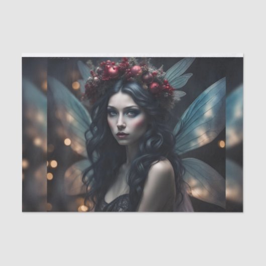 Mousseline Beau papier de découpage fée de Noël rustique (Recto)