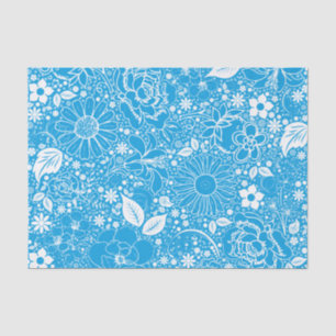 Mousseline Beautés botaniques-Lt Bleu-Blanc-TISSU PAPIER À PA