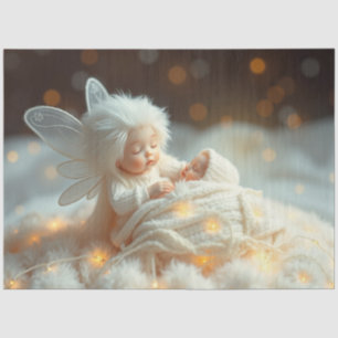 Mousseline Belle Fée et bébé Imaginaire Art Tissu Papier