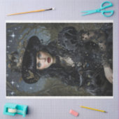 Mousseline Belle Sorcière & Chat Noir Découpage Papier Tissu (Artisanat)