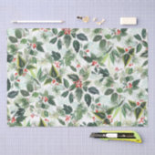 Mousseline Berries d'hiver et verdure Papier Tissu de Noël (Artisanat)