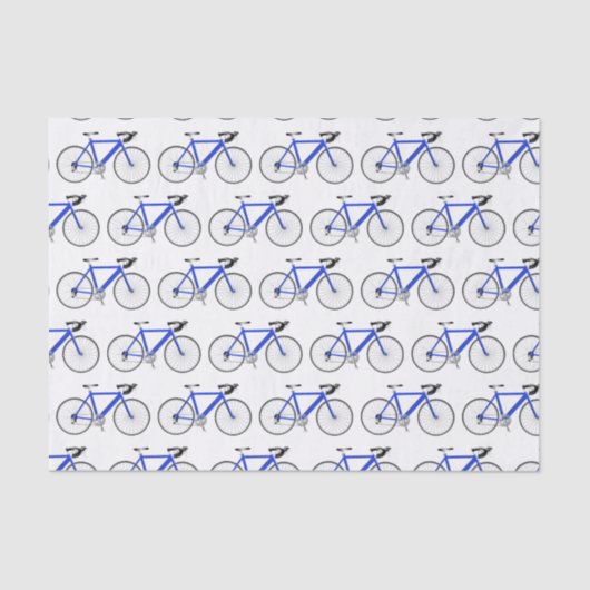 Mousseline Bicyclette bleue sur papier Tissu Blanc (Recto)