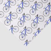 Mousseline Bicyclette bleue sur papier Tissu Blanc (Détail)