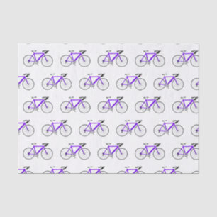 Mousseline Bicyclette violette sur papier Tissu blanc