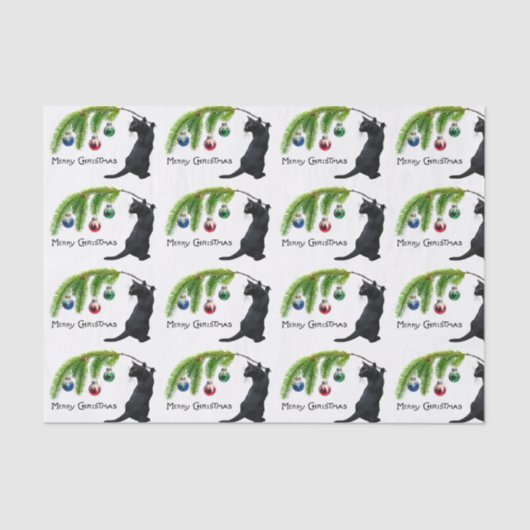 Mousseline Black Cat Swag Papier Tissu de Noël (Recto)