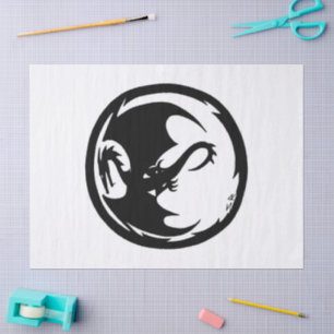 Mousseline Black Dragon papier de tissu blanc grand