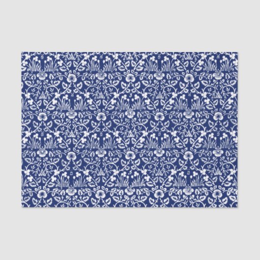 Mousseline BLEUE ET BLANC William Morris DESIGN Papier Tissu (Recto)